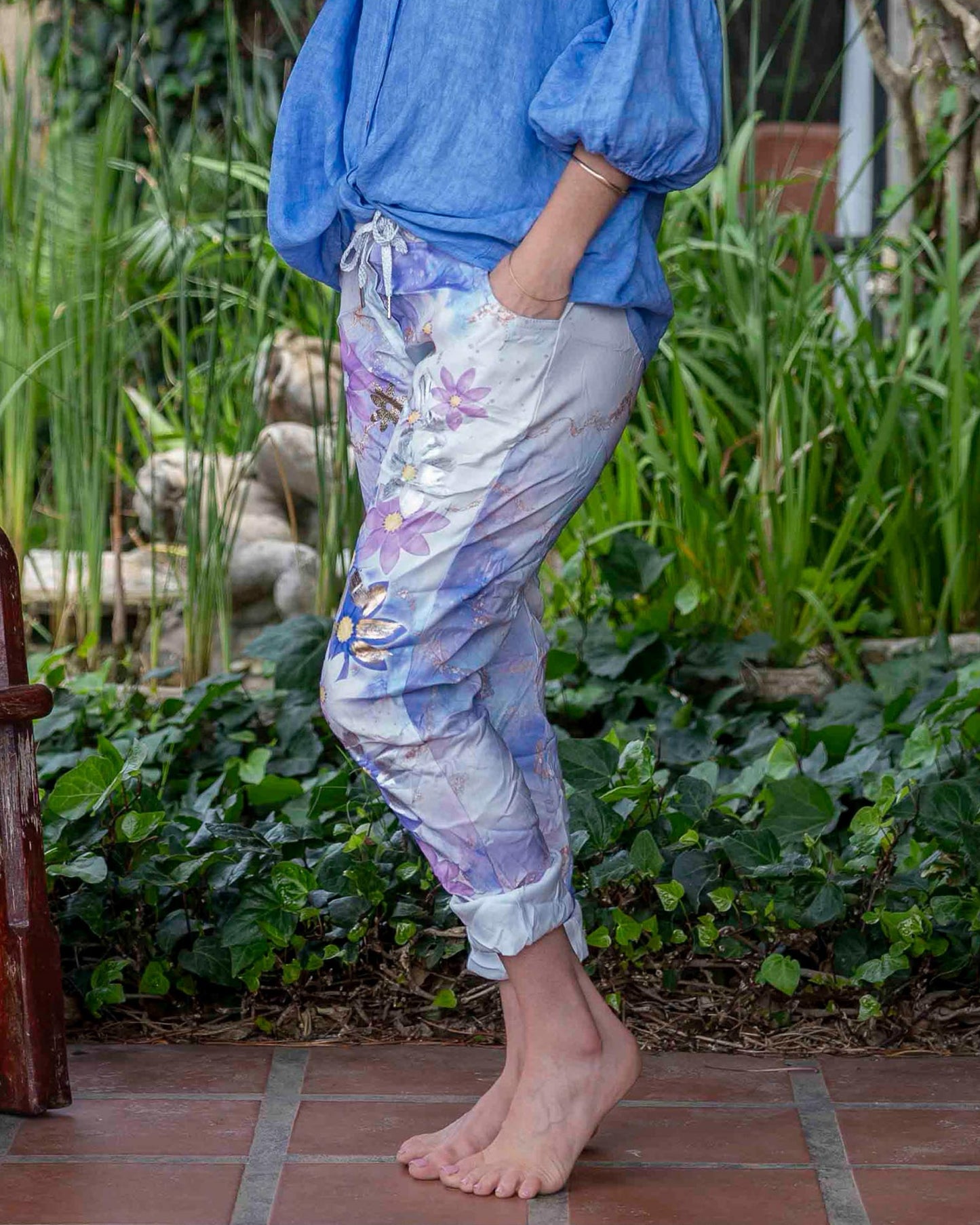 Crystal Bloom Drawstring Pants | Mystic Mermaid